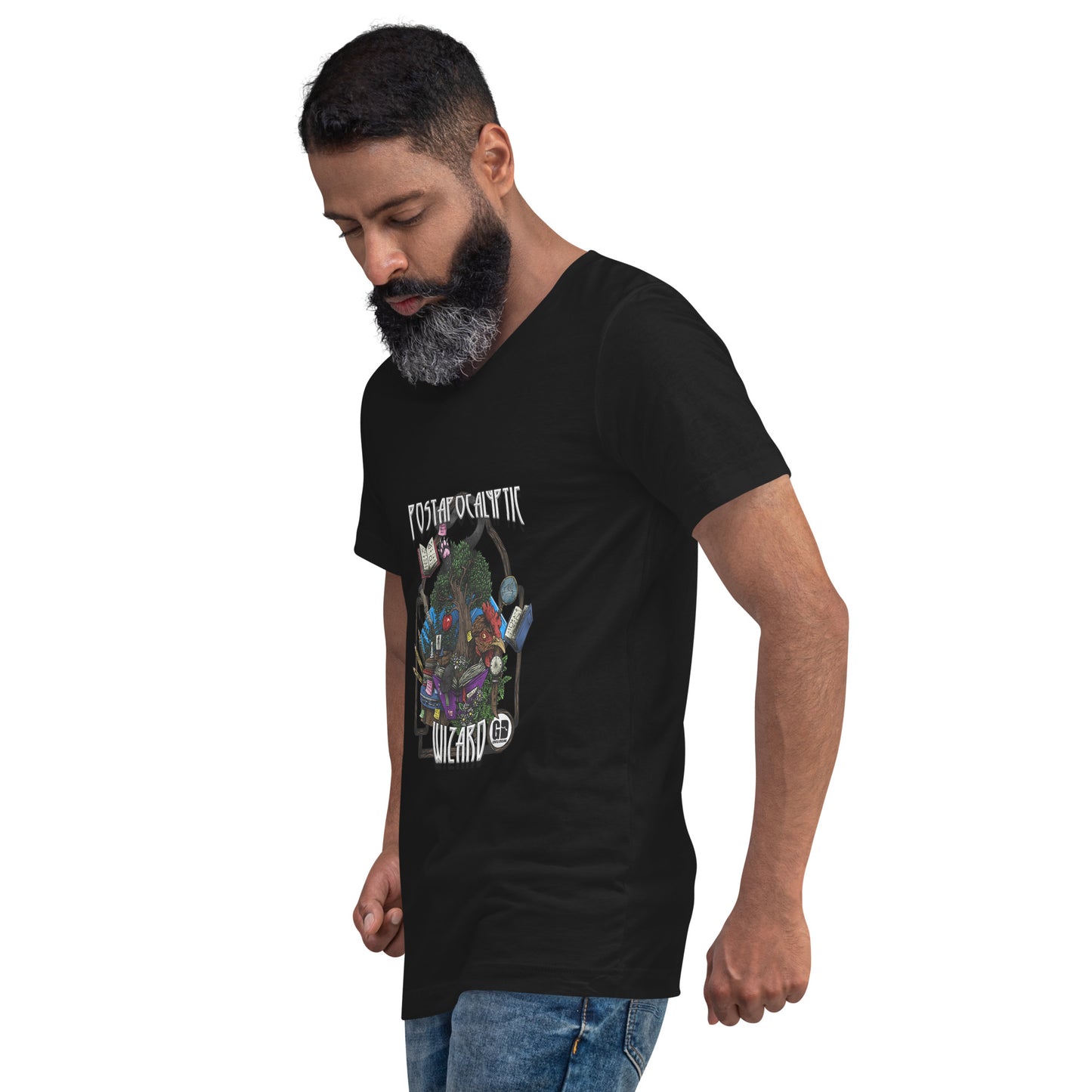 Post-Apocalyptic Wizard Unisex Short Sleeve V-Neck T-Shirt